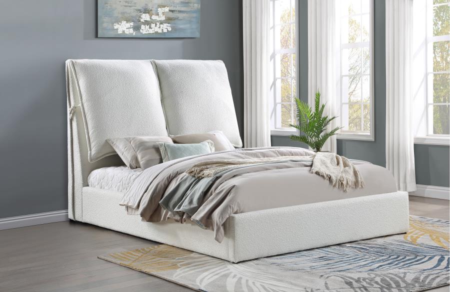 Gwendoline Upholstered Queen Panel Bed White | Queen | White | 306040Q