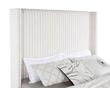 Natasha 65-inch Upholstered Eastern King Wingback Bed Cream | Ivory | Cream | 306051KE