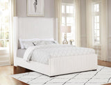 Natasha 65-inch Upholstered Queen Wingback Bed Cream | Queen | Ivory | Cream | 306051Q