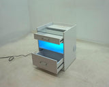 Furda 2-drawer LED Nightstand Bedside Table with Speaker White High Gloss