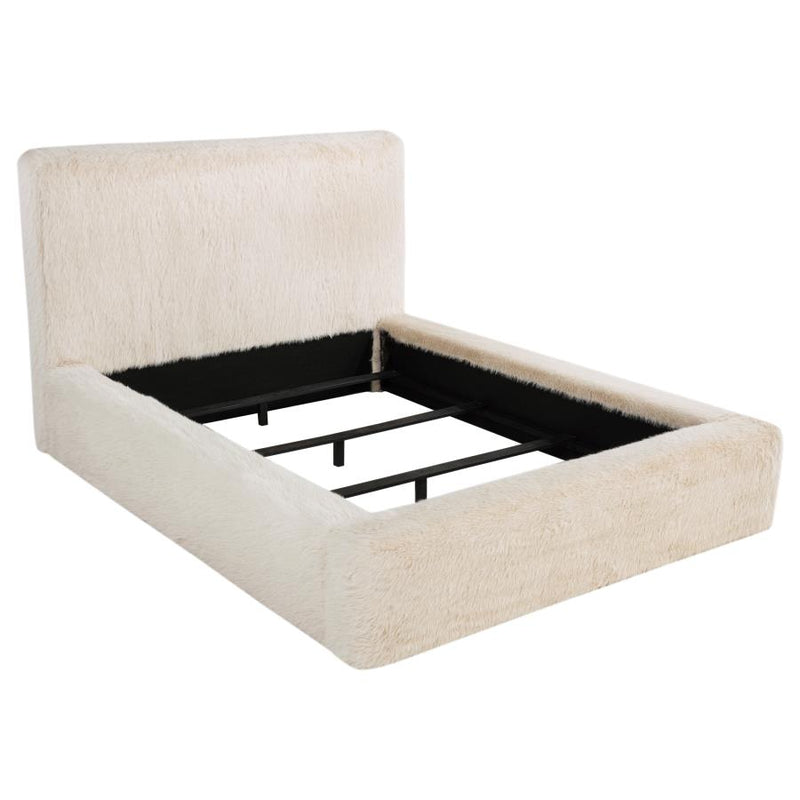 Rebecca Faux Fur Upholstered Bed Cream