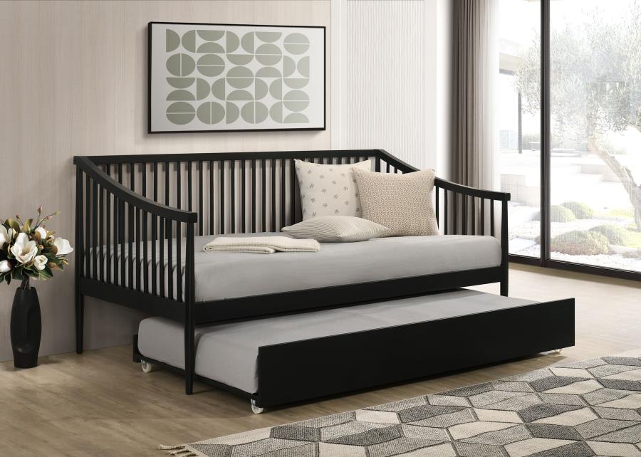 Delgado Windsor Twin Wood Daybed with Trundle Black | Twin | Black | 310027