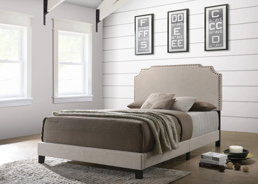 Tamarac Upholstered Full Panel Bed Beige | Full | Beige | 310061F