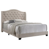 Sonoma Upholstered Queen Wingback Bed Beige | Beige | 310073Q