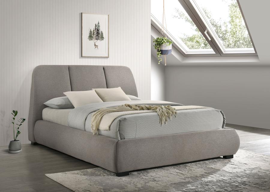 Mokena 46-inch Upholstered Queen Platform Bed Taupe | Queen | Grey | Taupe | 310090Q
