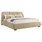Mokena 46-inch Upholstered Eastern King Platform Bed Brown | Brown | Light Brown | 310091KE