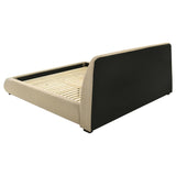 Mokena 46-inch Upholstered Eastern King Platform Bed Brown | Brown | Light Brown | 310091KE
