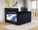 Tisdall Eastern King Flame Visualizer Wingback TV Bed Black | Black | 315868BLKKE