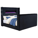 Tisdall Eastern King Flame Visualizer Wingback TV Bed Black | Black | 315868BLKKE