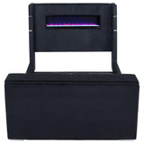 Tisdall Eastern King Flame Visualizer Wingback TV Bed Black | Black | 315868BLKKE
