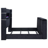 Tisdall Eastern King Flame Visualizer Wingback TV Bed Black | Black | 315868BLKKE