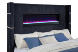 Tisdall Eastern King Flame Visualizer Wingback TV Bed Black | Black | 315868BLKKE