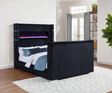 Tisdall Queen Flame Visualizer Wingback TV Bed Black | Queen | Black | 315868BLKQ