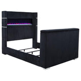 Tisdall Queen Flame Visualizer Wingback TV Bed Black | Queen | Black | 315868BLKQ
