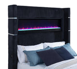 Tisdall Queen Flame Visualizer Wingback TV Bed Black | Queen | Black | 315868BLKQ