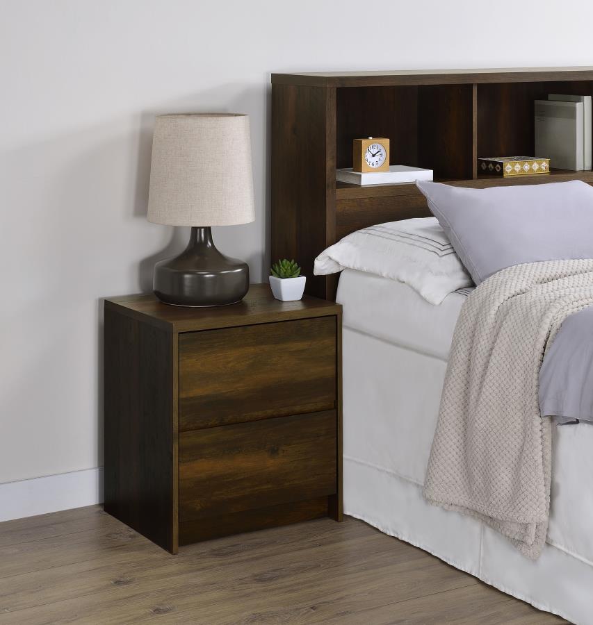 Westpark 2-drawer Nightstand LED Lights and USB Dark Pine | Brown | Dark Pine | 315882