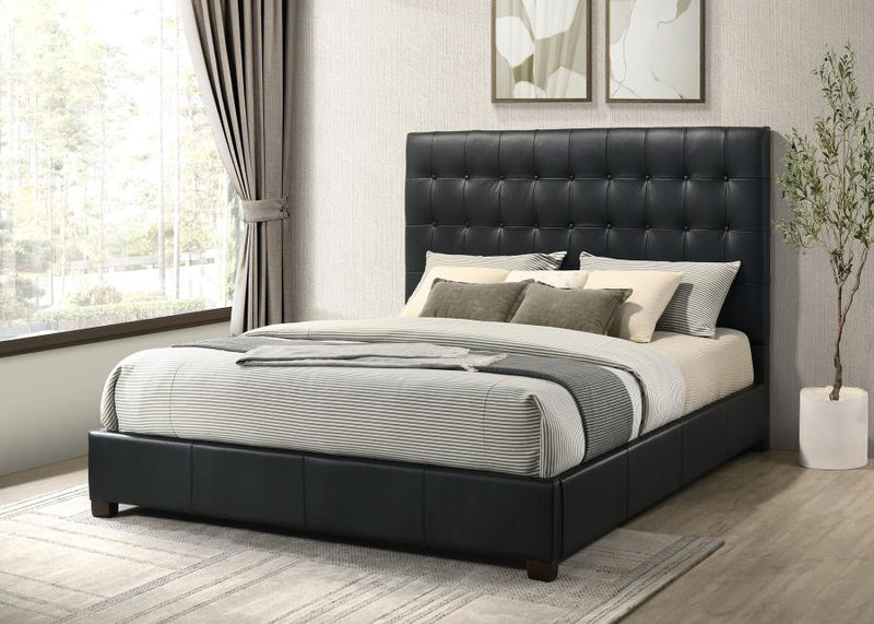 Medley Genuine Leather Platform Bed Black