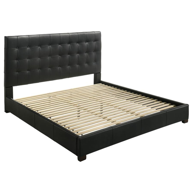 Medley Genuine Leather Platform Bed Black