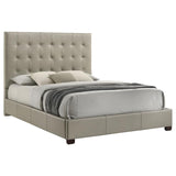 Medley Genuine Leather Queen Panel Platform Bed Tan | King | Beige | Tan | 315911TANQ