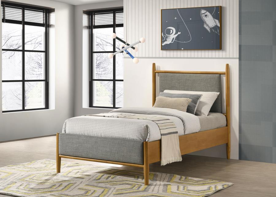 Mason 46-inch Twin Panel Platform Bed Grey and Light Brown | Twin | Brown | Light Brown | 315914T