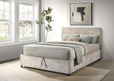 Reeves Upholstered Lift-Top Storage Platform Bed Beige