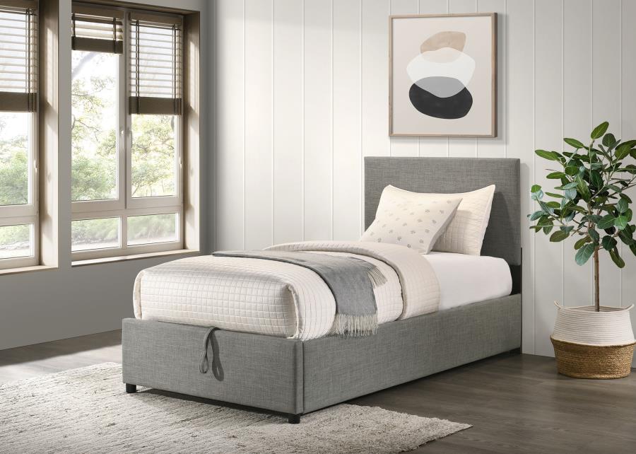 Reeves Upholstered Twin Lift-Top Storage Platform Bed Grey | Twin | Grey | 315918GRYT
