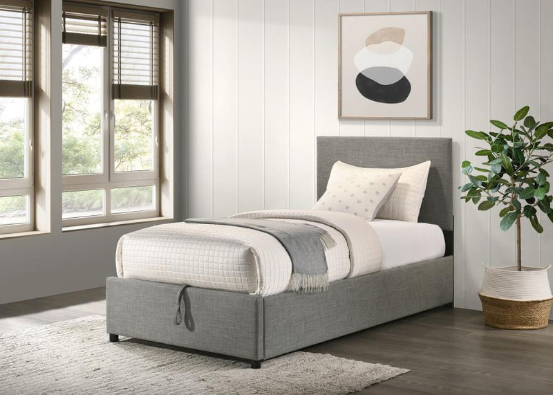 Reeves Upholstered Lift-Top Storage Platform Bed Grey