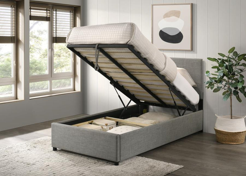 Reeves Upholstered Lift-Top Storage Platform Bed Grey