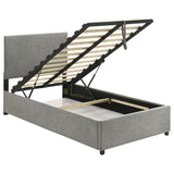 Reeves Upholstered Twin Lift-Top Storage Platform Bed Grey | Twin | Grey | 315918GRYT