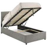 Reeves Upholstered Twin Lift-Top Storage Platform Bed Grey | Twin | Grey | 315918GRYT