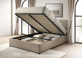 Reeves Upholstered Eastern King Lift-Top Storage Platform Bed Tan | Beige | Tan | 315918TANKE