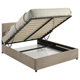 Reeves Upholstered Eastern King Lift-Top Storage Platform Bed Tan | Beige | Tan | 315918TANKE