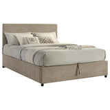 Reeves Upholstered Eastern King Lift-Top Storage Platform Bed Tan | Beige | Tan | 315918TANKE