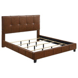Farrell Eastern King Leatherette Upholstered Panel Bed Brown | Brown | 315923KE
