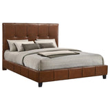 Farrell Eastern King Leatherette Upholstered Panel Bed Brown | Brown | 315923KE