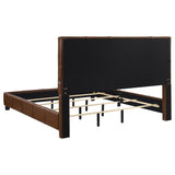 Farrell Eastern King Leatherette Upholstered Panel Bed Brown | Brown | 315923KE