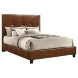 Farrell Queen Leatherette Upholstered Panel Bed Brown | Queen | Brown | 315923Q