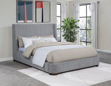 Rennes Upholstered Queen Wingback Platform Bed Grey | Queen | Grey | 315928Q