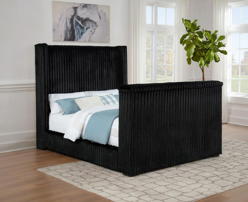 Centergrove Upholstered Wingback TV Bed Black