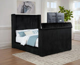 Centergrove Upholstered Queen Wingback TV Bed Black | Queen | Black | 315945Q