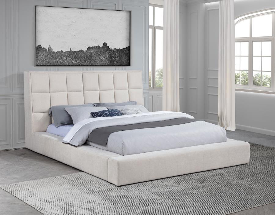 Dreux Upholstered Queen Panel Platform Bed Cream | Queen / 315948CRMQ | 315948CRMQ