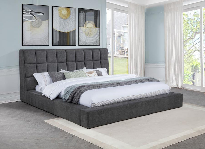 Dreux Upholstered Panel Platform Bed Cream