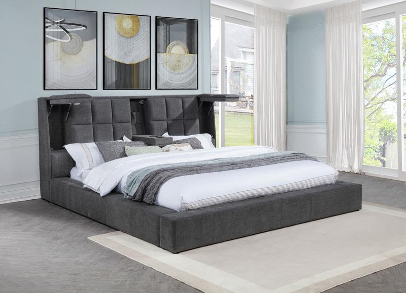 Dreux Upholstered Panel Platform Bed Cream