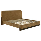 Baldacci Upholstered Eastern King Platform Bed Curry and Walnut | Yellow | Walnut | 315954KE