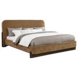 Baldacci Upholstered Eastern King Platform Bed Curry and Walnut | Yellow | Walnut | 315954KE