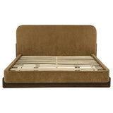 Baldacci Upholstered Eastern King Platform Bed Curry and Walnut | Yellow | Walnut | 315954KE