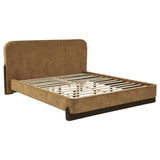 Baldacci Upholstered California King Platform Bed Curry and Walnut | Yellow | Walnut | 315954KW