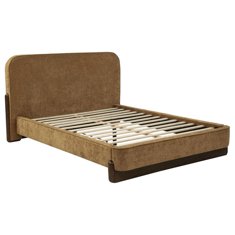 Baldacci Upholstered Platform Bed Curry and Walnut