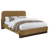 Baldacci Upholstered Queen Platform Bed Curry and Walnut | Queen | Yellow | Walnut | 315954Q
