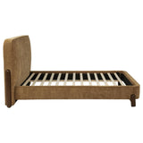 Baldacci Upholstered Queen Platform Bed Curry and Walnut | Queen | Yellow | Walnut | 315954Q
